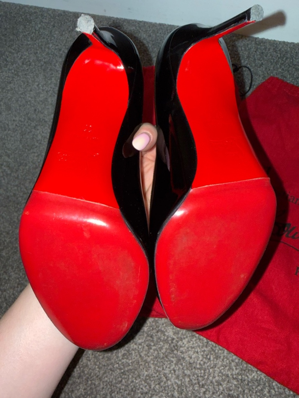 Christian Louboutin Fifi Black Patent Leather Round-Toe Pumps - Picture 3 of 5